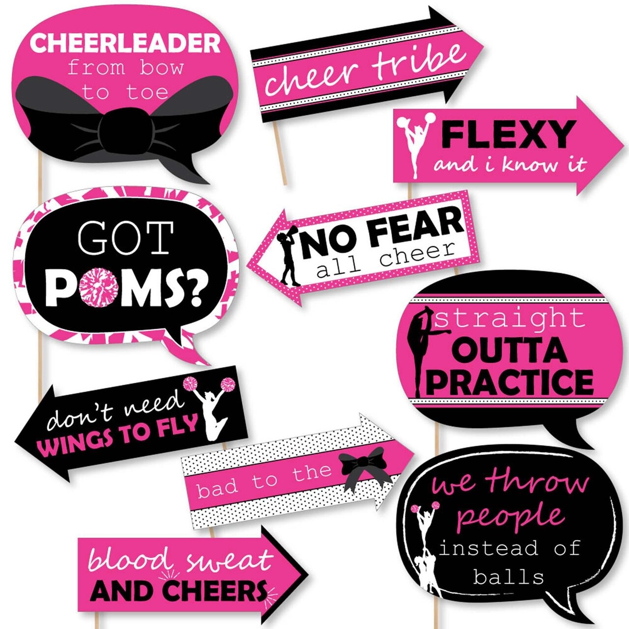 Big Dot of Happiness Funny We've Got Spirit - Cheerleading - Birthday Party or Cheerleader Party Photo Booth Props Kit - 10 Piece